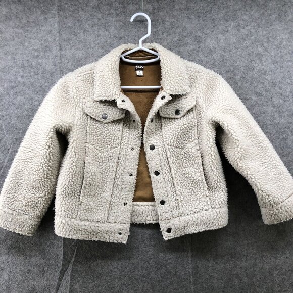 Tea Collection Other - Tea Collection Sherpa Jacket Kids Size M 6-7 Boys Shacket Trucker Faux Suede